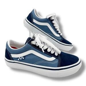 Vans Old Skool Skateboarding Shoes Navy Blue White Men Size 5